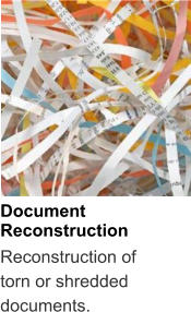Document Reconstruction Reconstruction of torn or shredded documents.